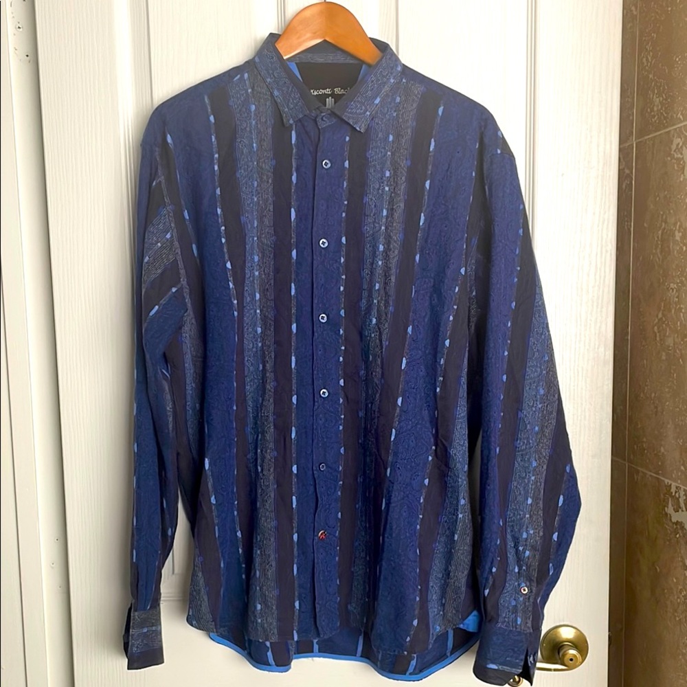 Viscontt Black - Navy & Blue Striped Dress Shirt